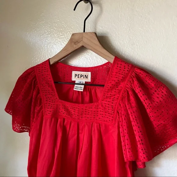 Anthropologie | Eyelet Flutter Sleeve Top - Picture 2 of 6